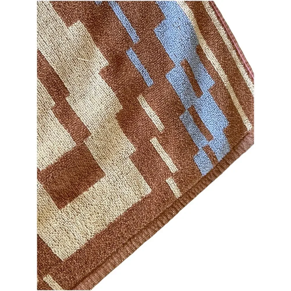 Vintage Allen International Hand Towels Bathroom Decor Wash Cloths Brown Blue